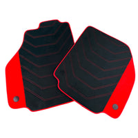 Black Alcantara Floor Mats for Ferrari 458 Spider (2012-2015) with Red Alcantara Accents
