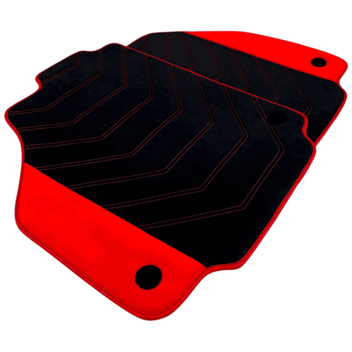 Black Alcantara Floor Mats for Ferrari 488 Spider (2016-2022) with Red Alcantara Accents