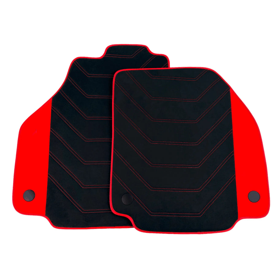 Black Alcantara Floor Mats for Ferrari F8 Spider (2019-2023) with Red Alcantara Accents