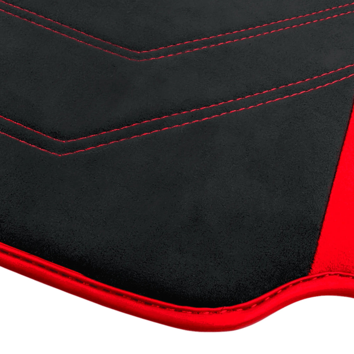 Black Alcantara Floor Mats for Ferrari F8 Tributo (2019-2023) with Red Alcantara Accents