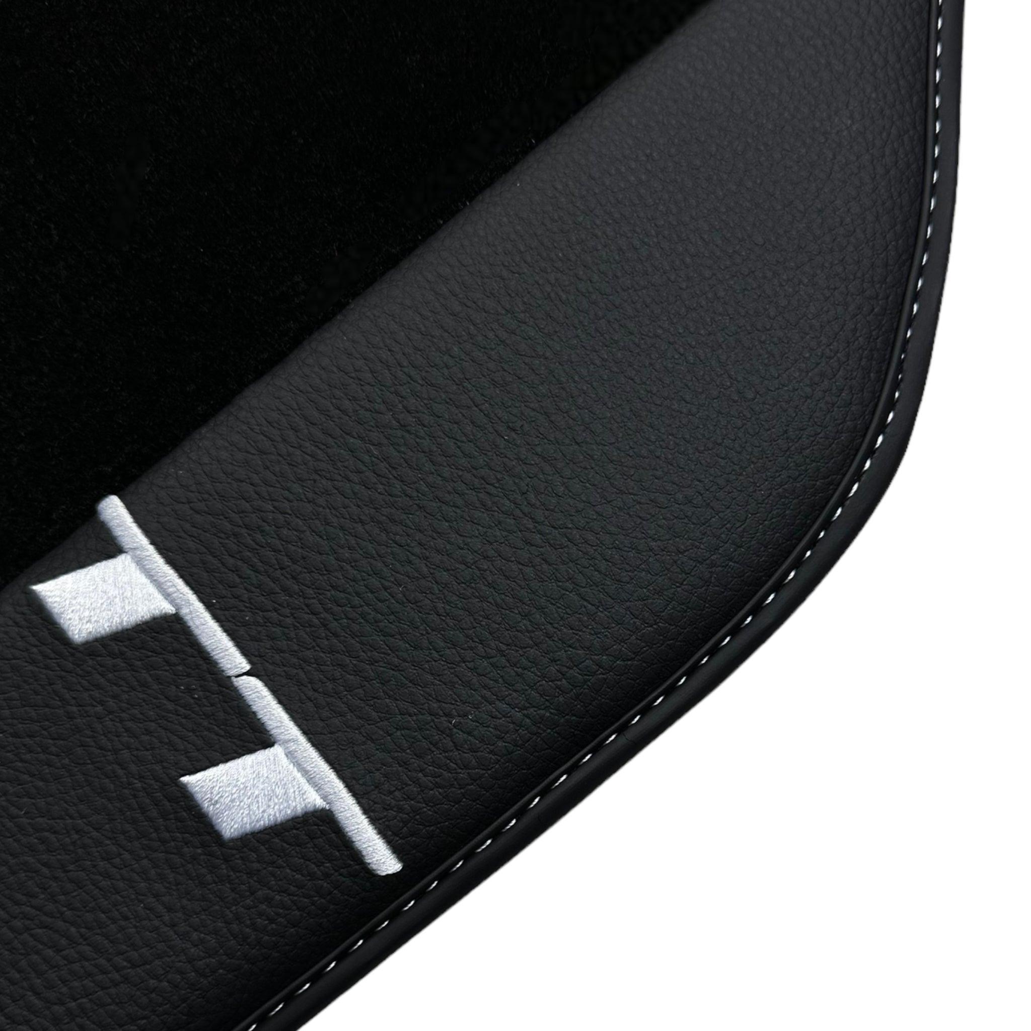 Black Floor Mats for Audi TT MK2 Convertible (2006-2014) with Leather - AutoWin