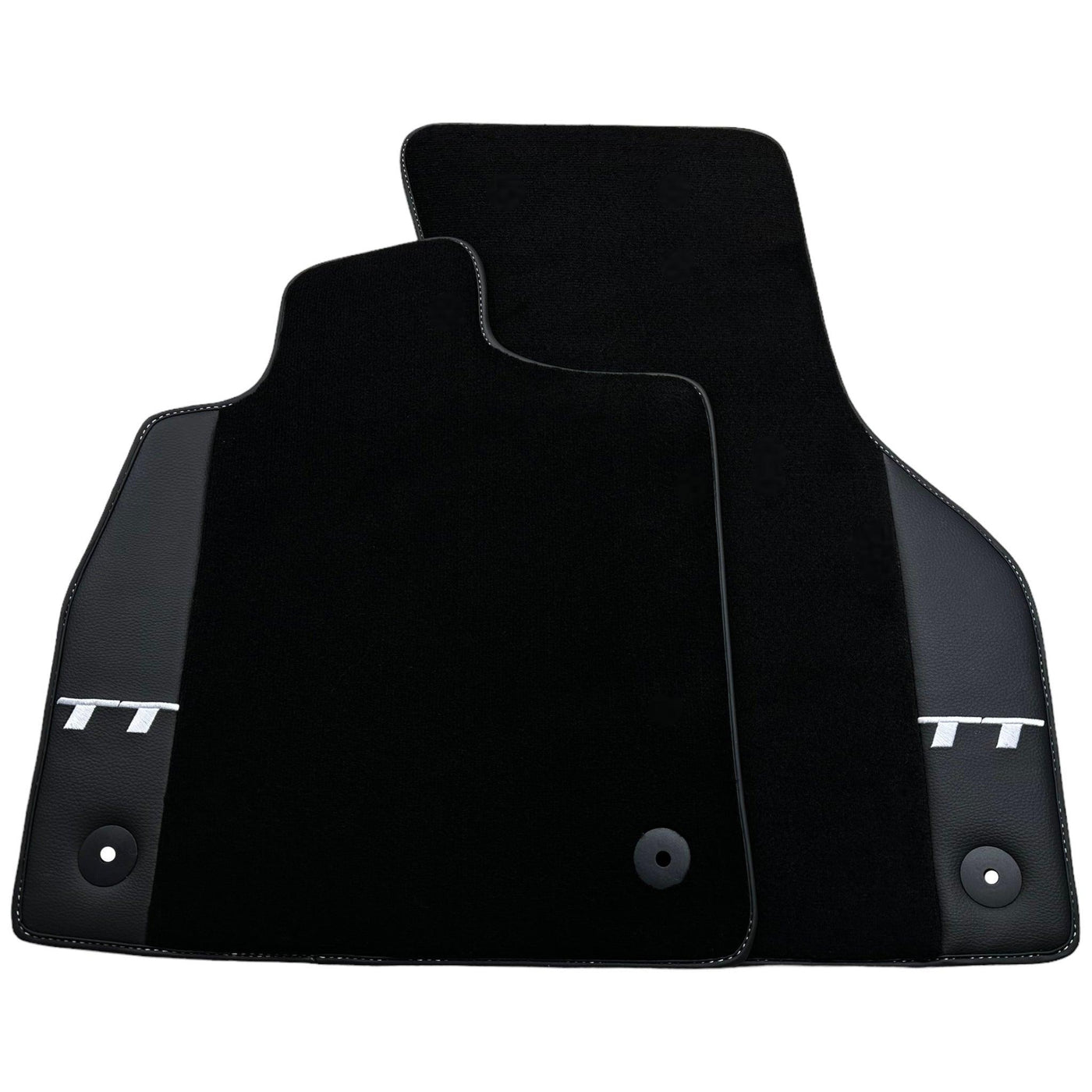 Black Floor Mats for Audi TT MK2 Coupe (2006-2014) with Leather - AutoWin