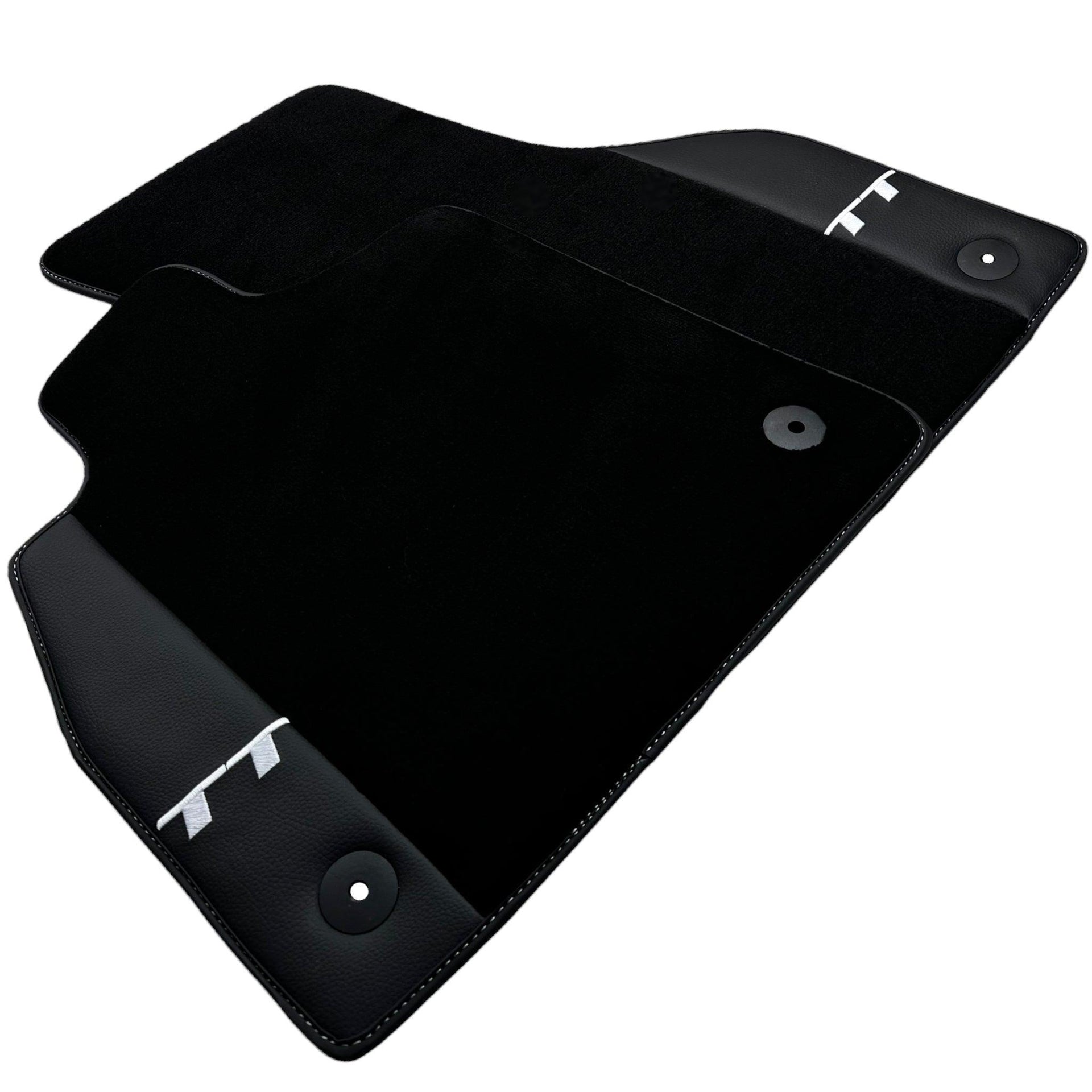 Black Floor Mats for Audi TT MK3 Coupe (2014-2019) with Leather - AutoWin