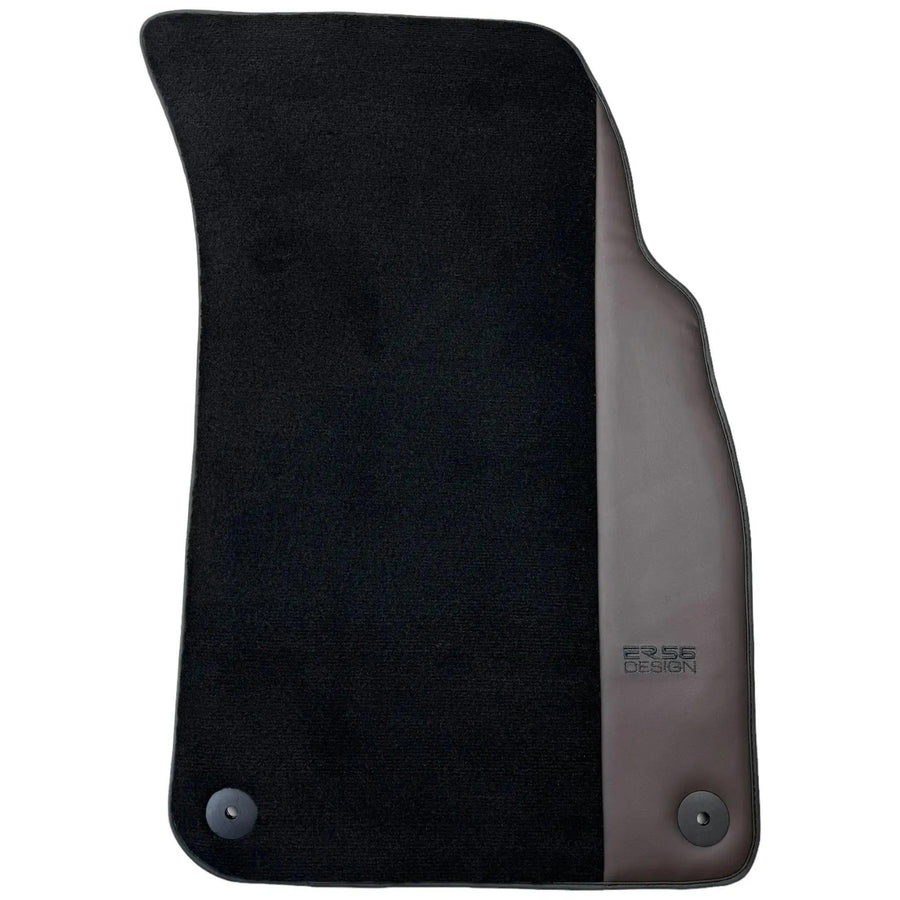 Black Floor Mats for Bentley Bentayga (2015-2023) with Dark Brown Leather | ER56 Design - AutoWin