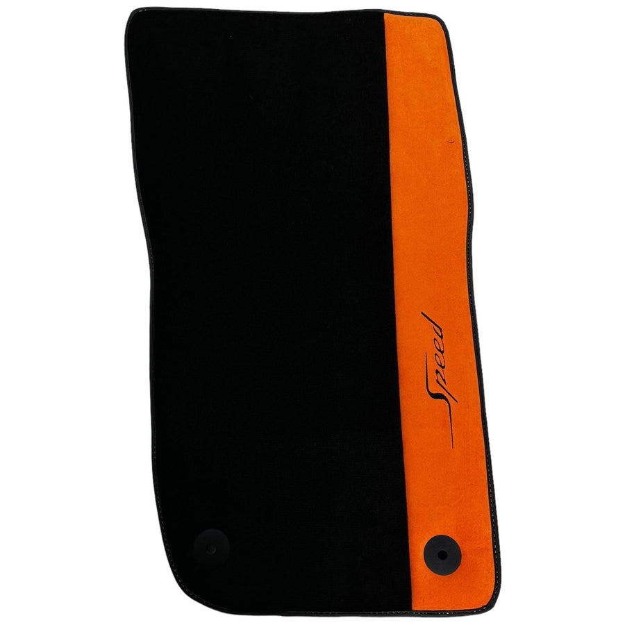 Black Floor Mats For Bentley Continental Continental GTC (2018-2023) with Orange Alcantara Leather - AutoWin