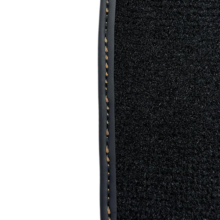 Black Floor Mats For Bentley Continental Continental GTC (2018-2023) with Orange Alcantara Leather - AutoWin