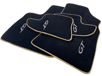 Black Floor Mats For Bentley Continental GT (2011–2018) With Gold Color Trim - AutoWin