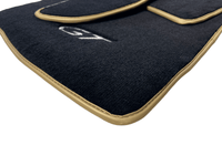 Black Floor Mats For Bentley Continental GT (2011–2018) With Gold Color Trim - AutoWin