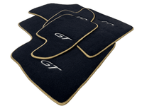 Black Floor Mats For Bentley Continental GTC (2006–2011) With Gold Color Trim - AutoWin