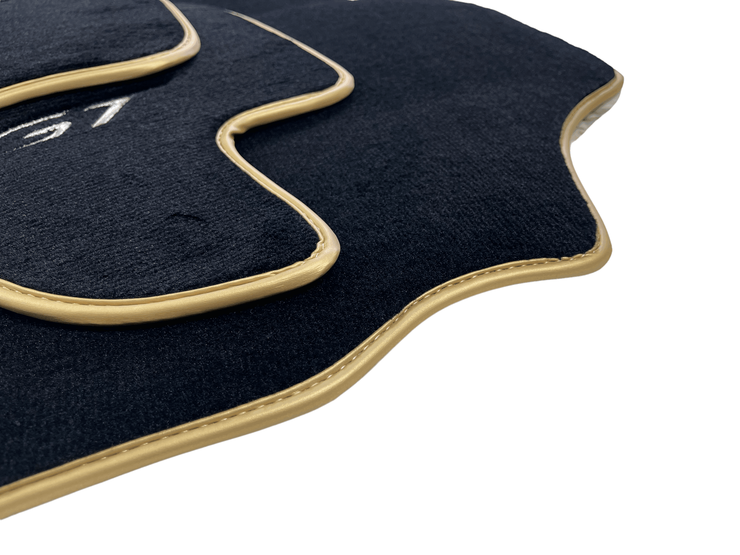 Black Floor Mats For Bentley Continental GTC (2006–2011) With Gold Color Trim - AutoWin