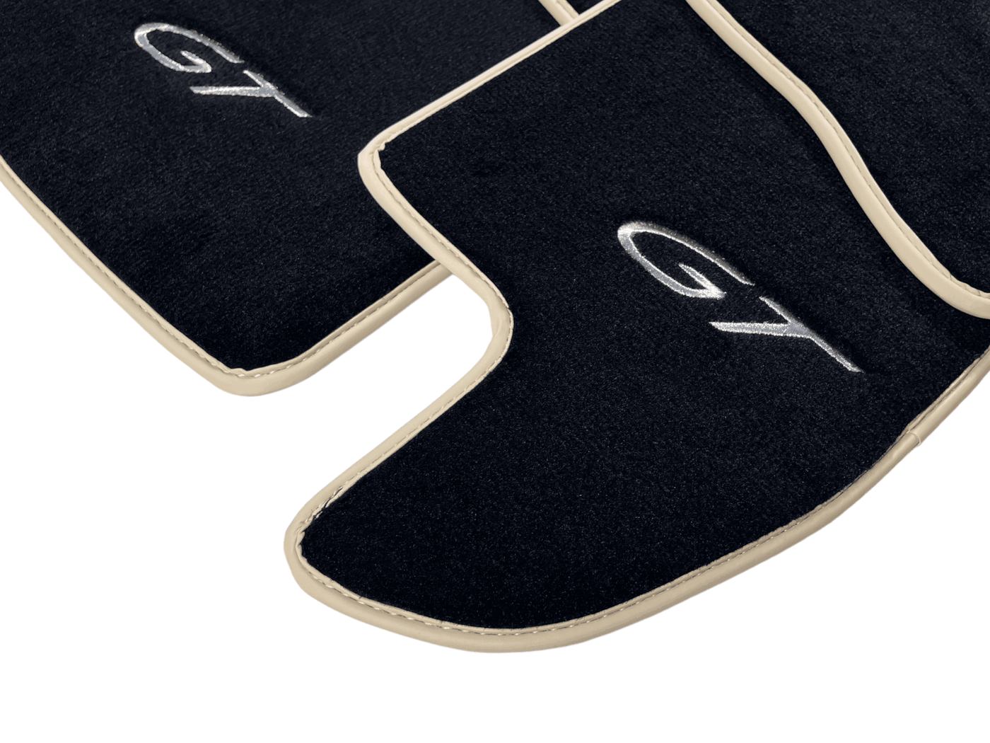 Black Floor Mats For Bentley Continental GTC (2011-2018) With Beige Trim - AutoWin