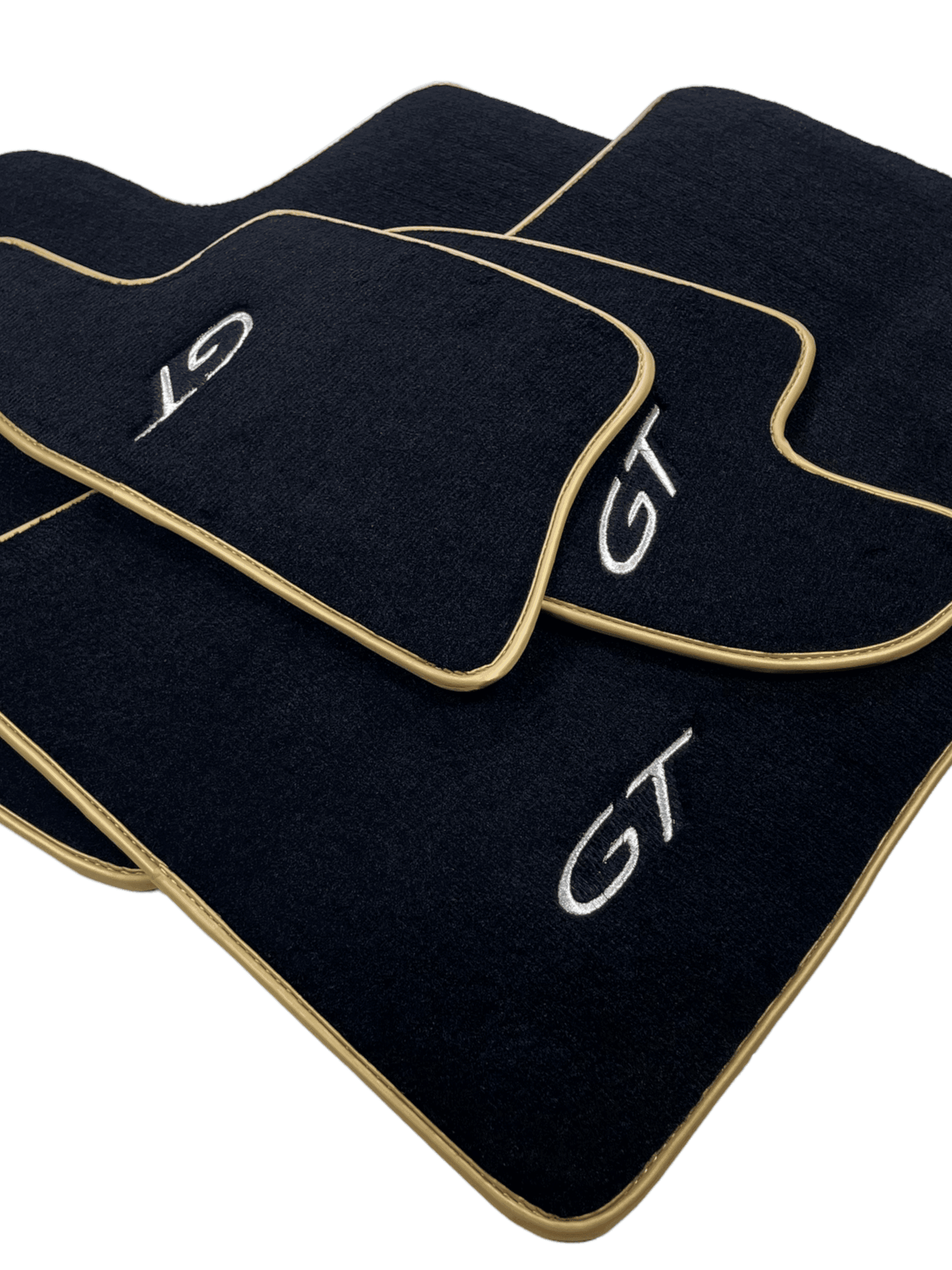 Black Floor Mats For Bentley Continental GTC (2011-2018) With Gold Color Trim - AutoWin