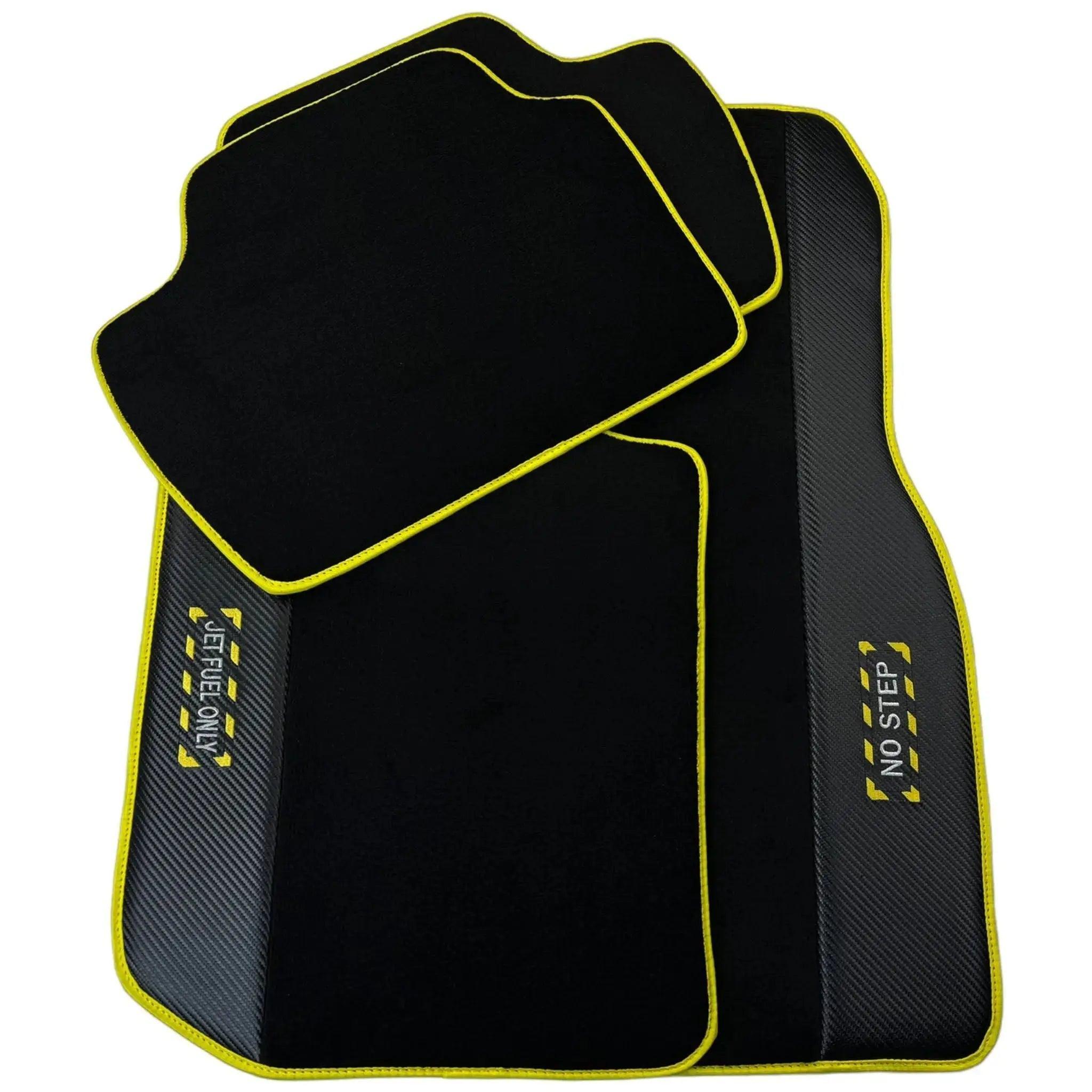 Black Floor Mats For BMW 3 Series E92 | Fighter Jet Edition | Yellow Trim - AutoWin