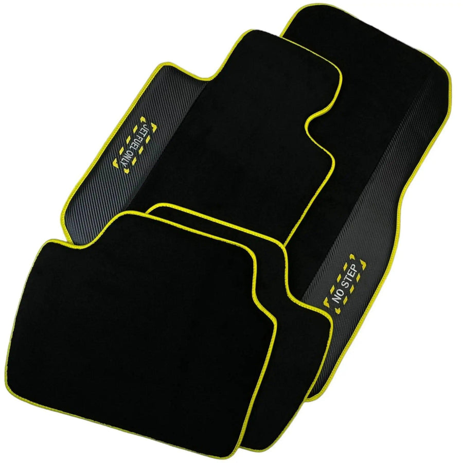 Black Floor Mats For BMW 3 Series E93 | Fighter Jet Edition | Yellow Trim Brand - AutoWin