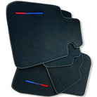 Black Floor Mats For BMW 4 Series G26 Gran Coupe With 3 Color Stripes Tailored Set Perfect Fit - AutoWin