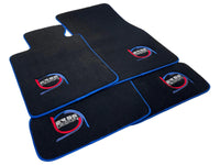 Black Floor Mats For BMW 5 Series E28 Sedan ER56 Design Limited Edition Blue Trim - AutoWin