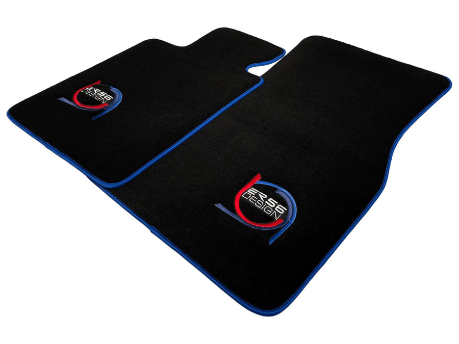 Black Floor Mats For BMW 5 Series E28 Sedan ER56 Design Limited Edition Blue Trim - AutoWin