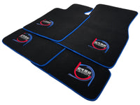 Black Floor Mats For BMW 5 Series E34 Sedan ER56 Design Limited Edition Blue Trim - AutoWin