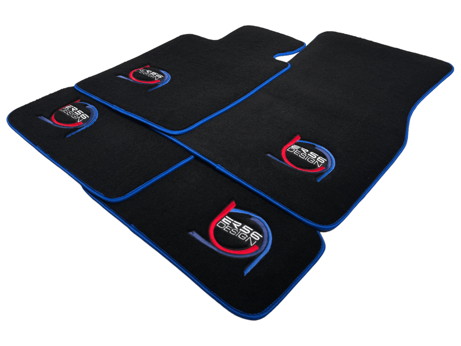 Black Floor Mats For BMW Gran Tourer F46 (2015-2022) 5 Seats ER56 Design Limited Edition Blue Trim - AutoWin