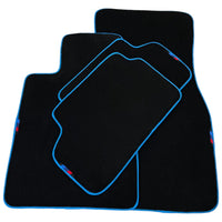 Black Floor Mats For BMW 5 Series G30 | Sky Blue Trim - AutoWin