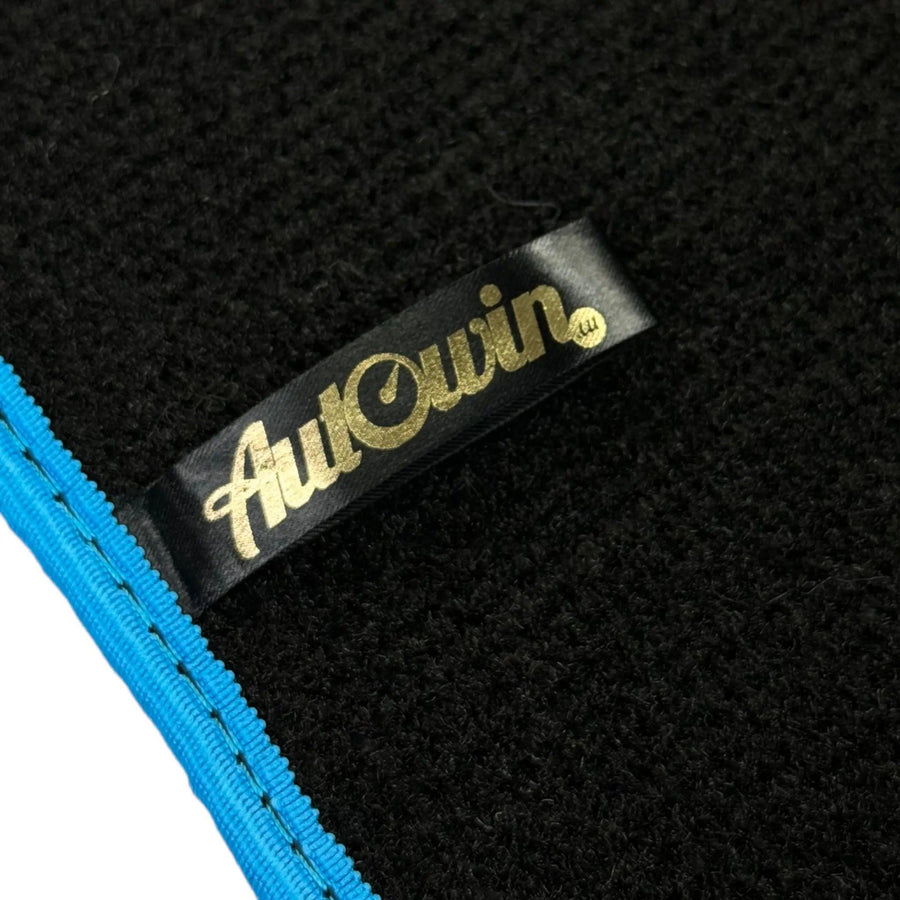 Black Floor Mats For BMW Gran Tourer F46 (2015-2022) 5 Seats | Sky Blue Trim - AutoWin