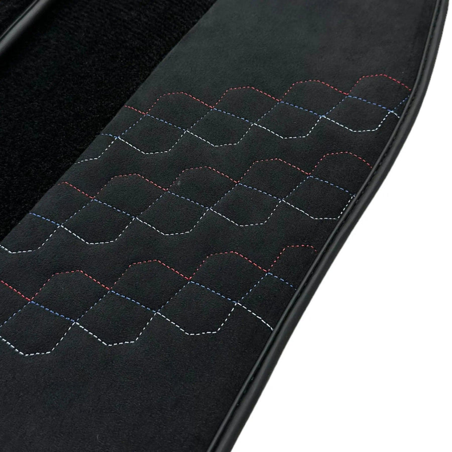 Black Floor Mats for BMW 2 Series Gran Tourer F46 (2015-2022) 5 Seats with Alcantara Leather - AutoWin