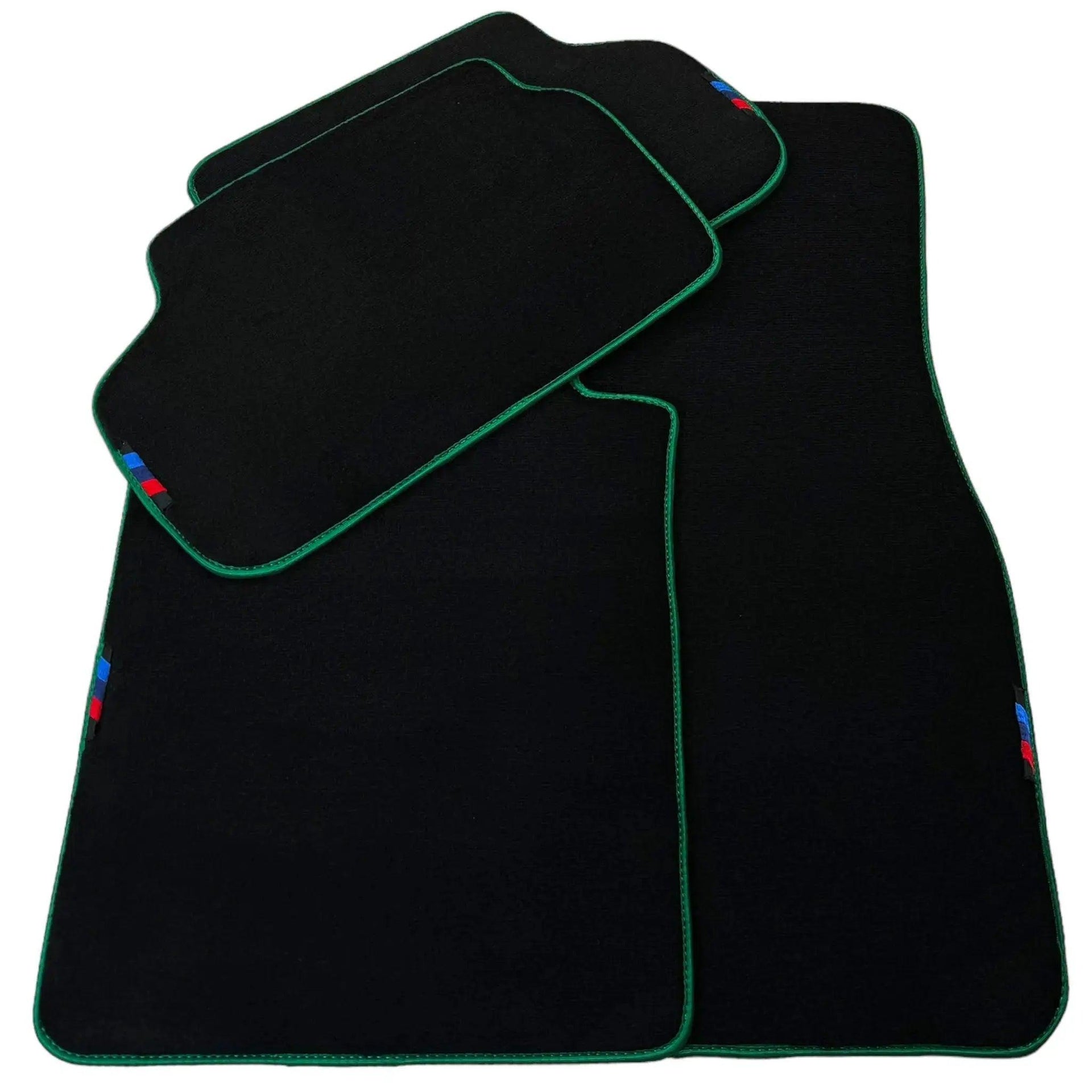 Black Floor Mats For BMW 7 Series F01 | Green Trim AutoWin Brand - AutoWin