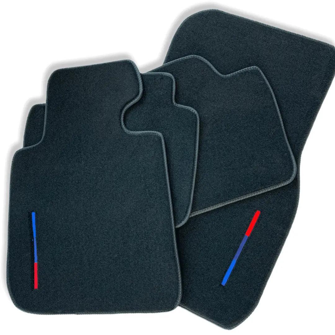 Black Floor Mats For BMW M5 E39 With 3 Color Stripes Tailored Set Perfect Fit - AutoWin