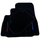 Black Floor Mats For BMW M6 F06 Gran Coupe With 3 Color Stripes Tailored Set Perfect Fit - AutoWin