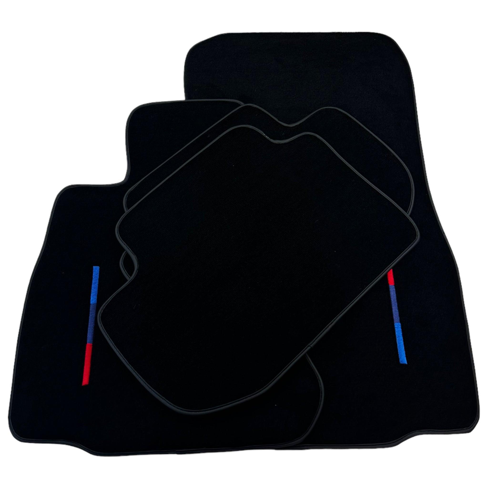 Black Floor Mats For BMW M6 F06 Gran Coupe With 3 Color Stripes Tailored Set Perfect Fit - AutoWin