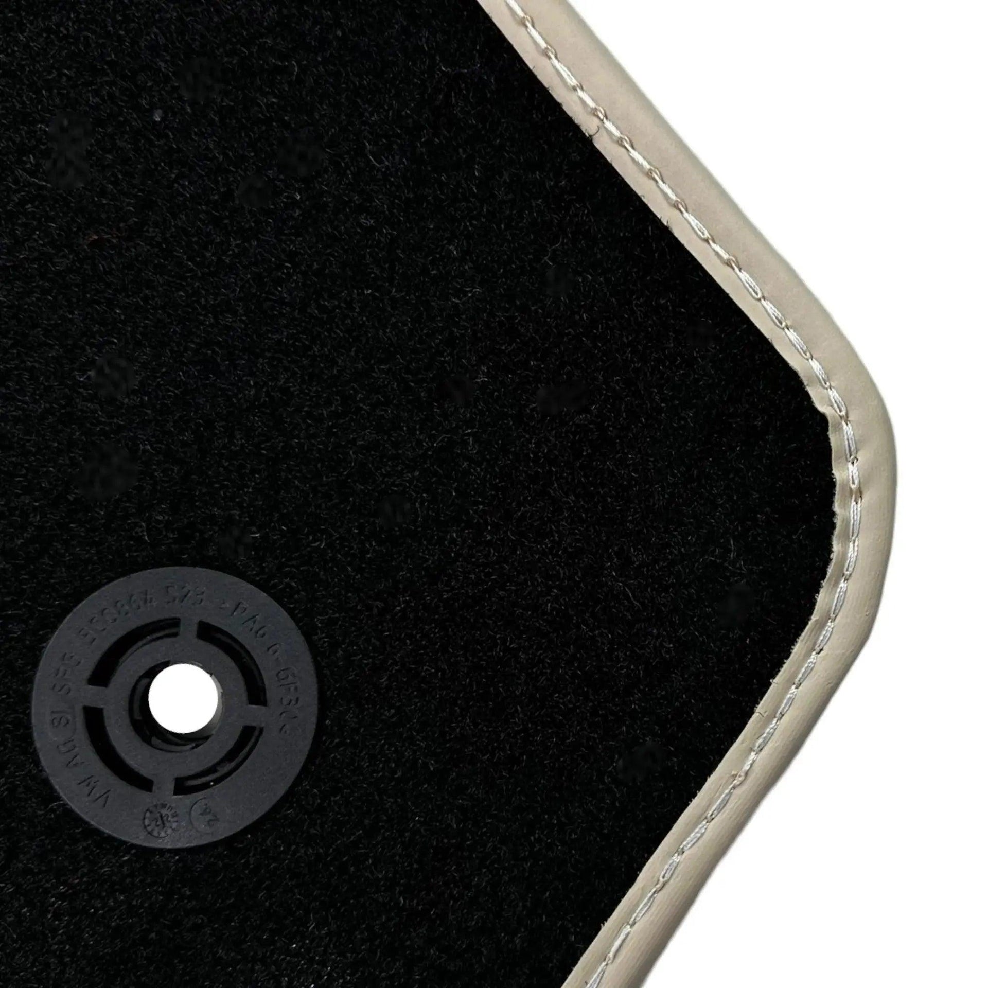 Black Floor Mats For Chevrolet Corvette C7 Targa Top (2014-2019) with Beige Trim - AutoWin
