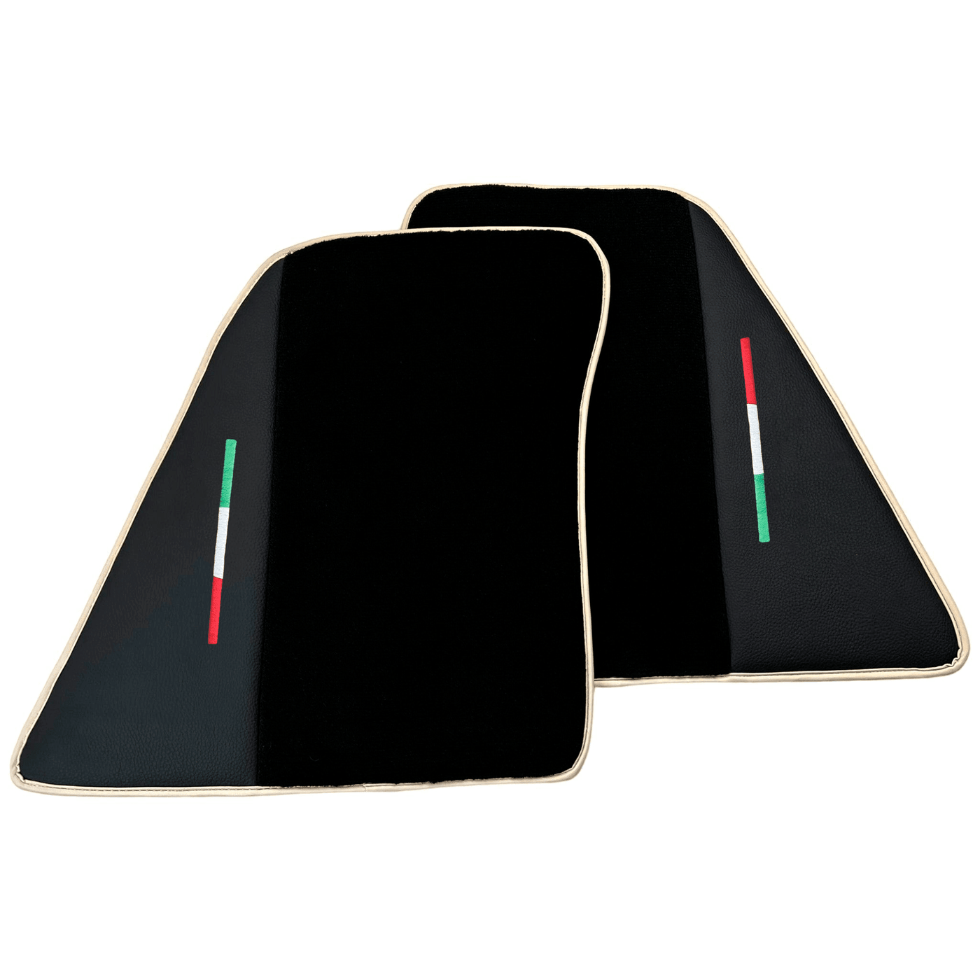 Black Floor Mats for Ferrari 296 GTB (2022-2024) with Leather | Beige Trim - AutoWin