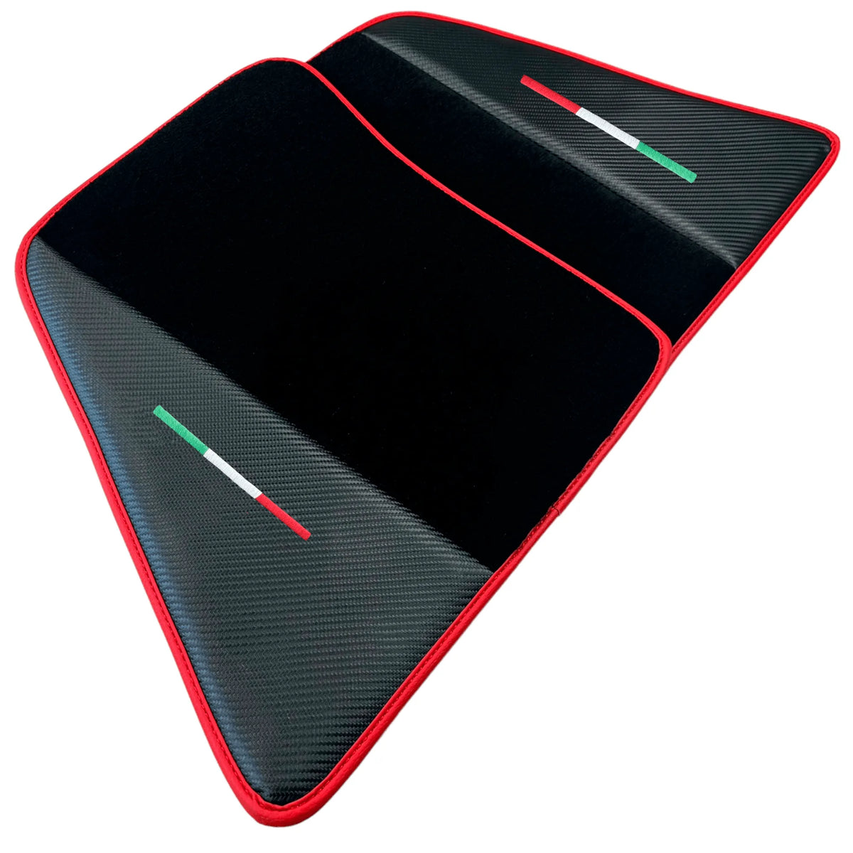 Black Floor Mats for Ferrari 296 GTB (2022-2027) with Carbon Fiber | Red Trim - AutoWin