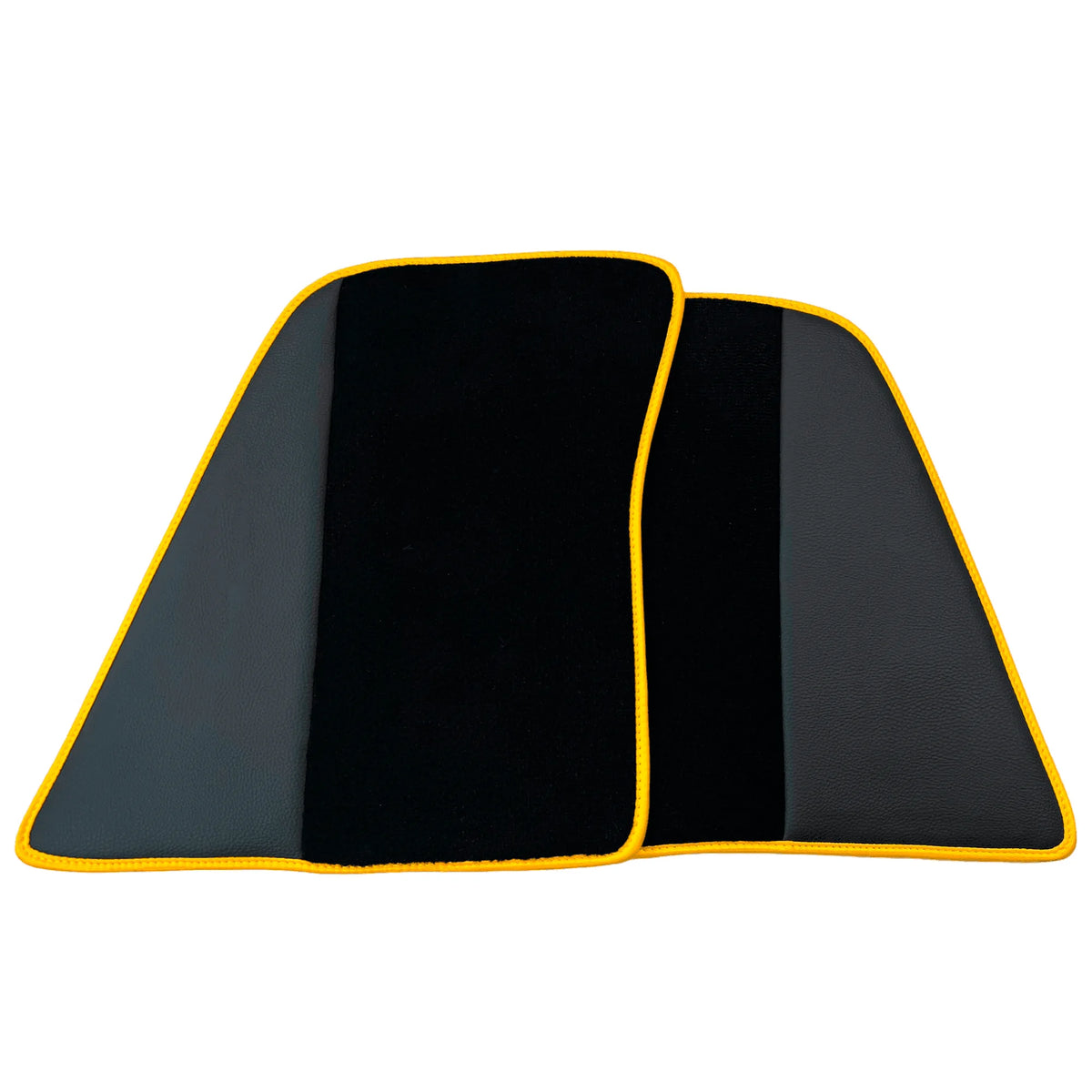 Black Floor Mats for Ferrari 296 GTB (2022-2027) with Leather and Yellow Trim - AutoWin