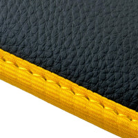 Black Floor Mats for Ferrari 296 GTB (2022-2027) with Leather and Yellow Trim