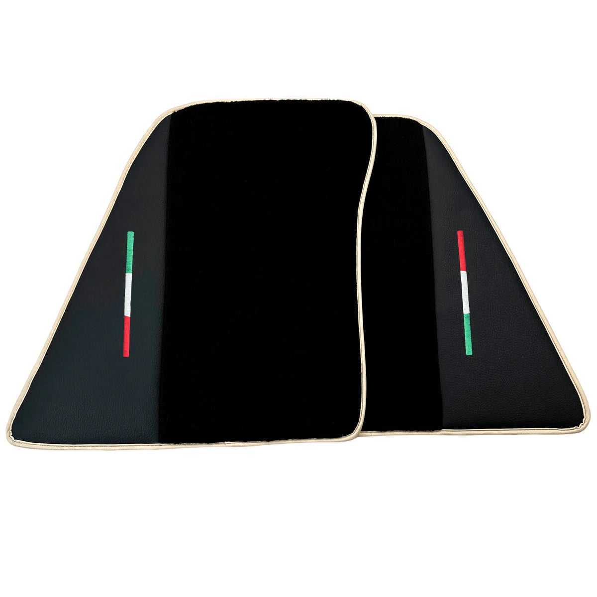 Black Floor Mats for Ferrari 296 GTB (2022-2027) with Leather | Beige Trim - AutoWin