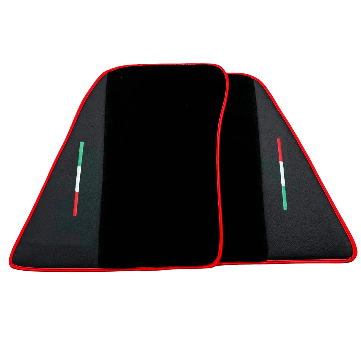 Black Floor Mats for Ferrari 296 GTS (2022-2027) with Leather and Red Trim - AutoWin