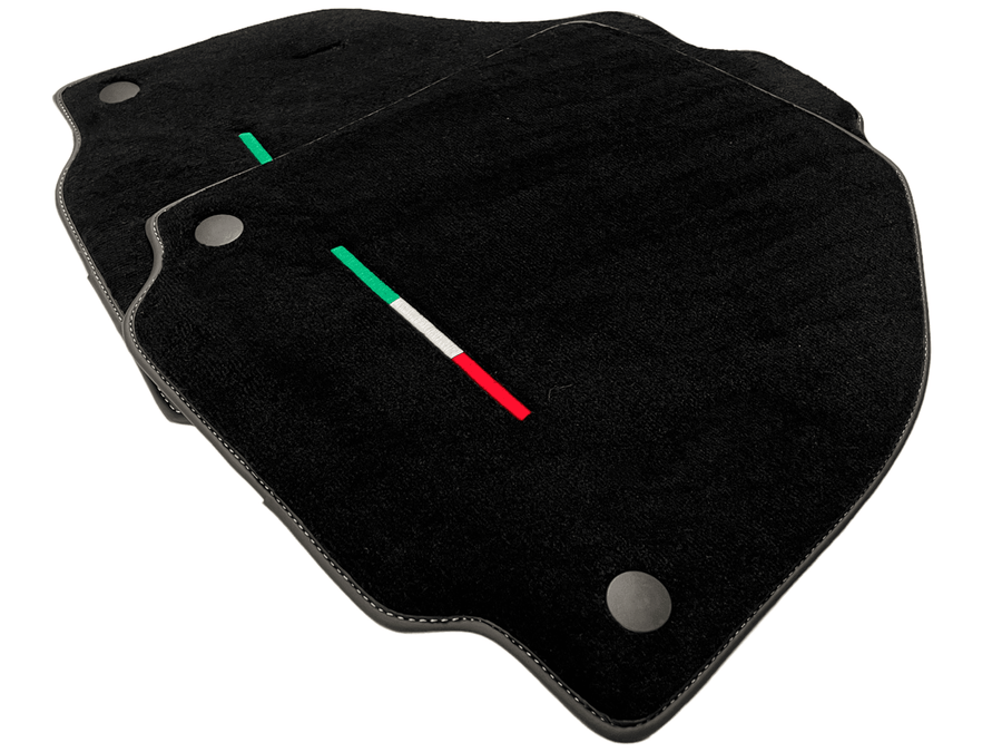 Black Floor Mats For Ferrari 458 Gt2 2012-2015 Yellow Sewing - AutoWin