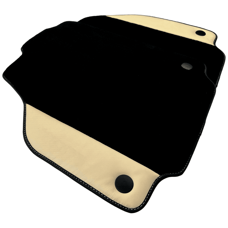 Black Floor Mats for Ferrari 458 Spider (2012-2015) with Crema Nappa Leather - AutoWin