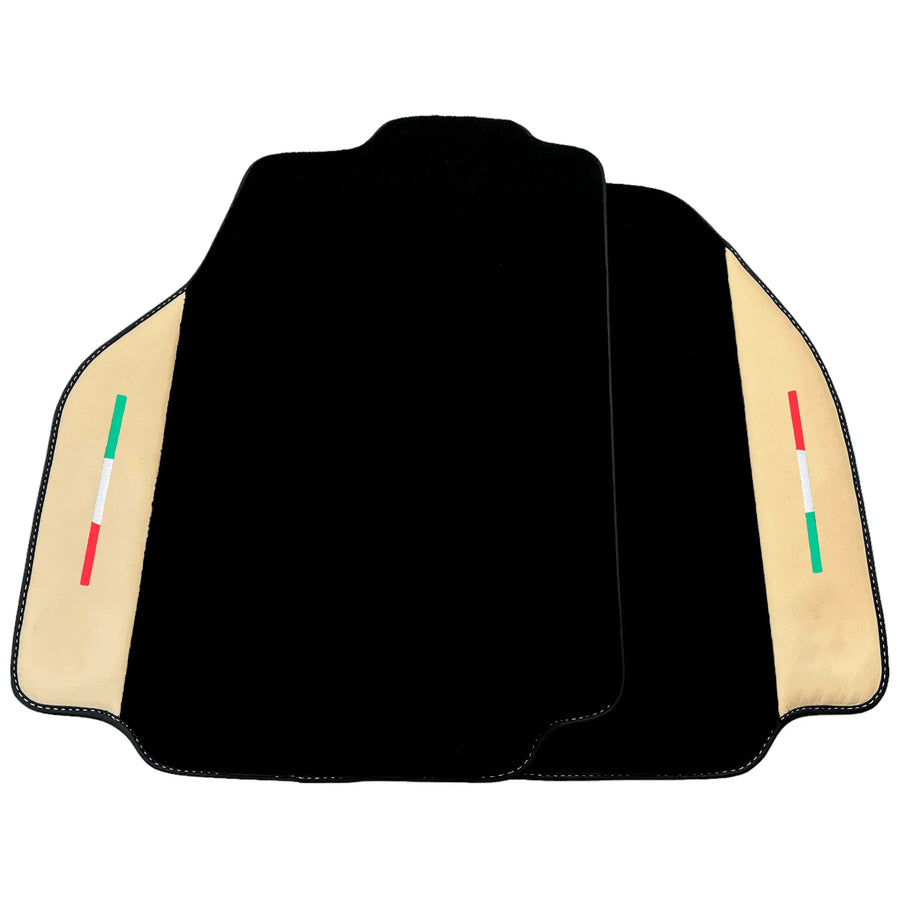Black Floor Mats for Ferrari 458 Speciale (2012-2015) with Crema Nappa Leather | Italian Edition