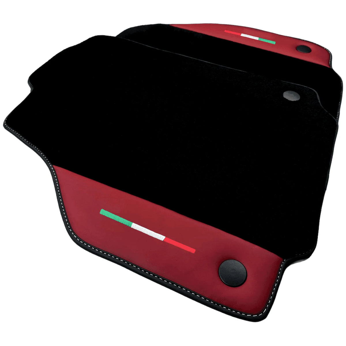 Black Floor Mats for Ferrari 458 Spider (2012-2015) with Bordeaux Nappa Leather | Italian Edition - AutoWin