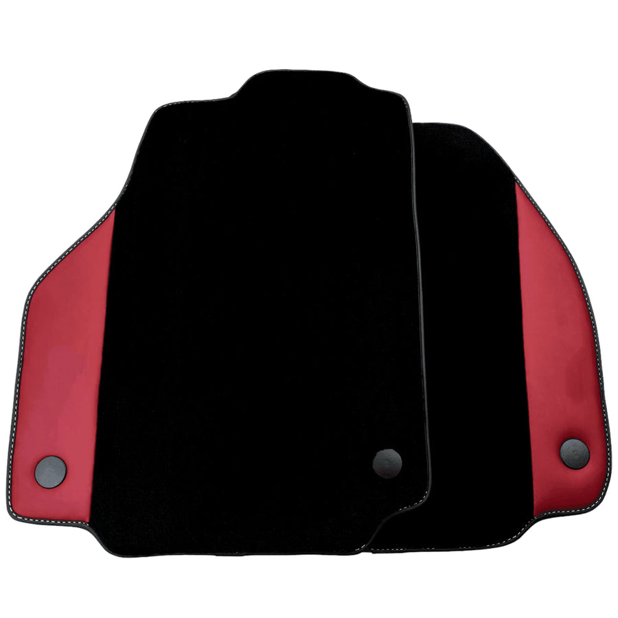Black Floor Mats for Ferrari 458 Spider (2012-2015) with Bordeaux Nappa Leather - AutoWin
