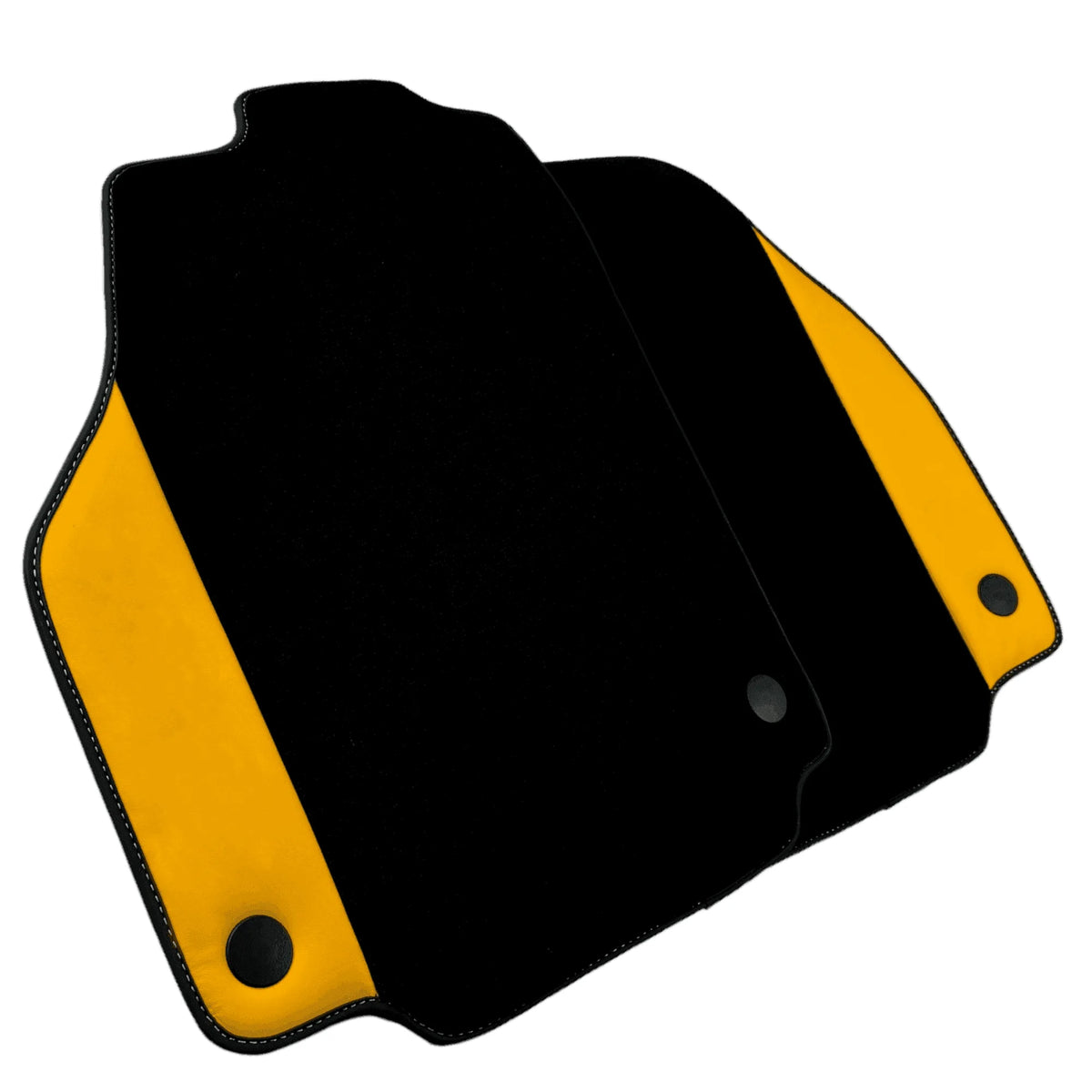 Black Floor Mats for Ferrari 488 GTB (2016-2022) with Yellow Leather