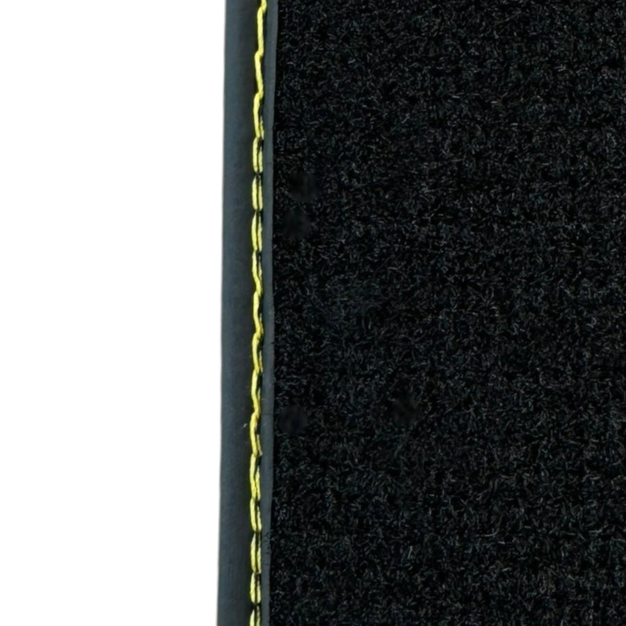 Black Floor Mats for Ferrari 488 GTB (2016-2022) with Yellow Leather