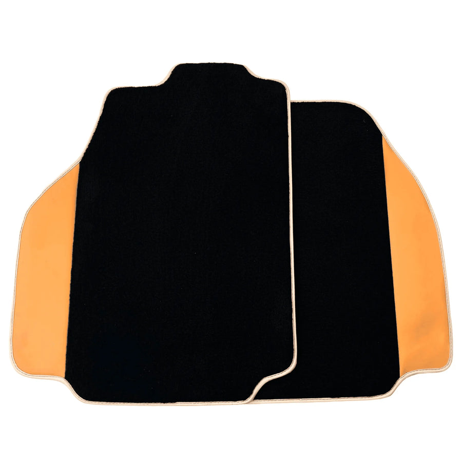 Black Floor Mats For Ferrari 488 Pista Spider (2019-2021) with Beige Nappa Leather Borders