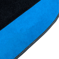 Black Floor Mats For Ferrari 488 Pista Spider 2019-2021 With Blue Alcantara Leather