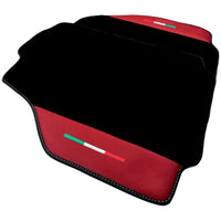 Black Floor Mats for Ferrari 488 Pista Spider (2019-2021) with Bordeaux Nappa Leather | Italian Edition
