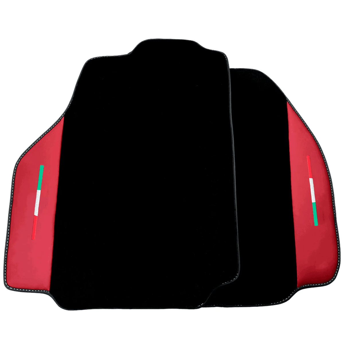 Black Floor Mats for Ferrari 488 Pista Spider (2019-2021) with Bordeaux Nappa Leather | Italian Edition