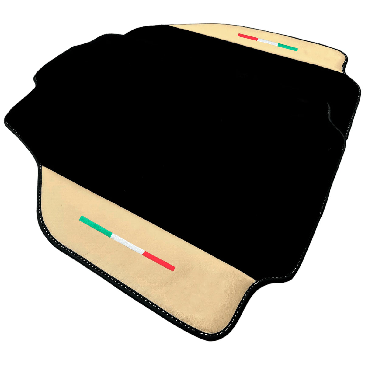 Black Floor Mats for Ferrari 488 Pista Spider (2019-2021) with Crema Nappa Leather