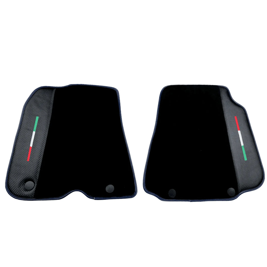 Black Floor Mats for Ferrari 812 GTS (2019-2023) with Carbon Leather | Blue Trim